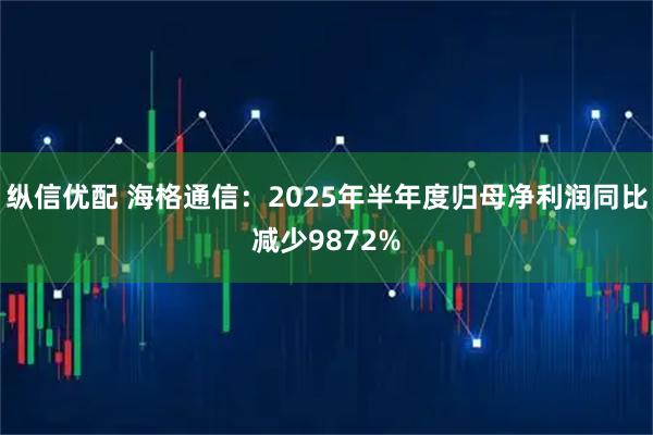 纵信优配 海格通信：2025年半年度归母净利润同比减少9872%