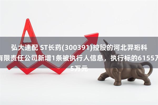 弘大速配 ST长药(300391)控股的河北羿珩科技有限责任公司新增1条被执行人信息，执行标的6155万元